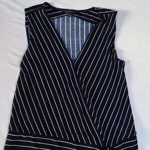 Banana Republic Black & White Pinstripe Wrap Top - Tie Waist - Size S